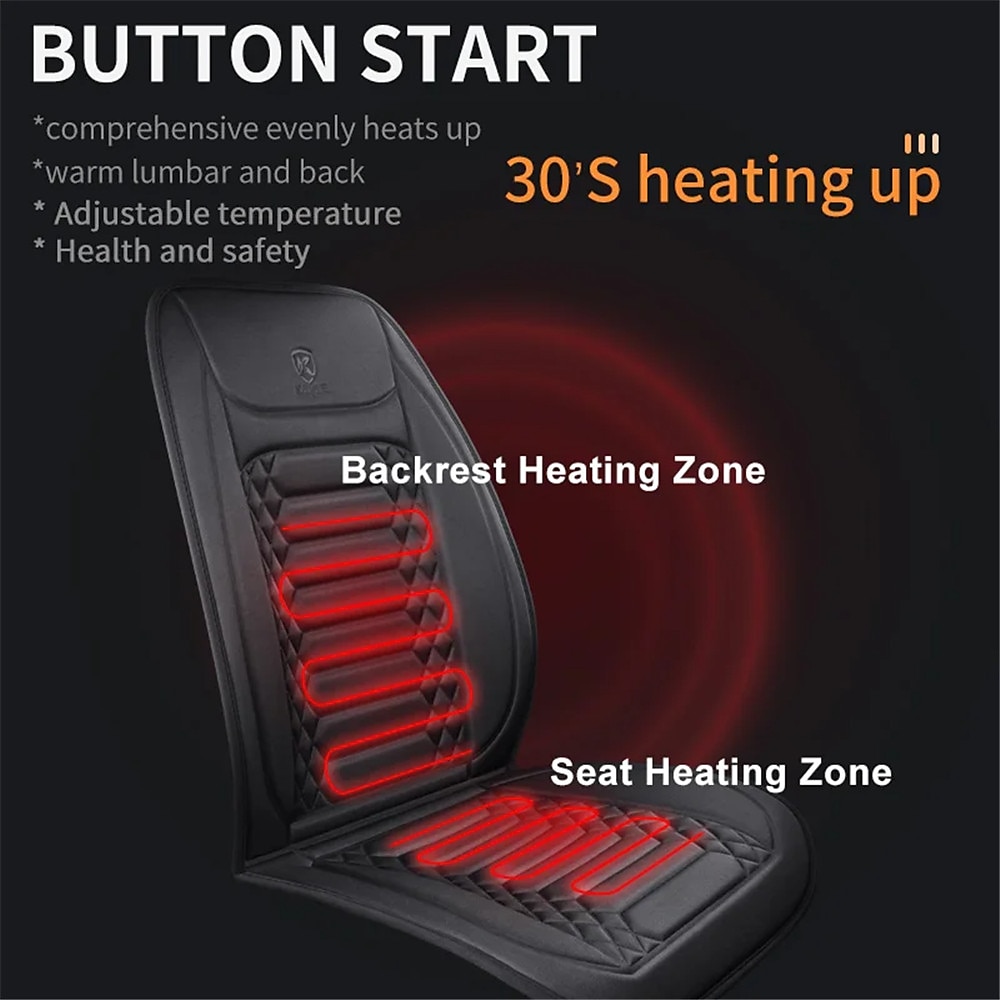 Auto Verwarmde Zitkussenhoes 12V 30s Snelle Verwarming Universele Auto Zitkussen Verhitter Dikke Duurzame Stof Auto Verwarmingspad 2025 - $35.99 –P2