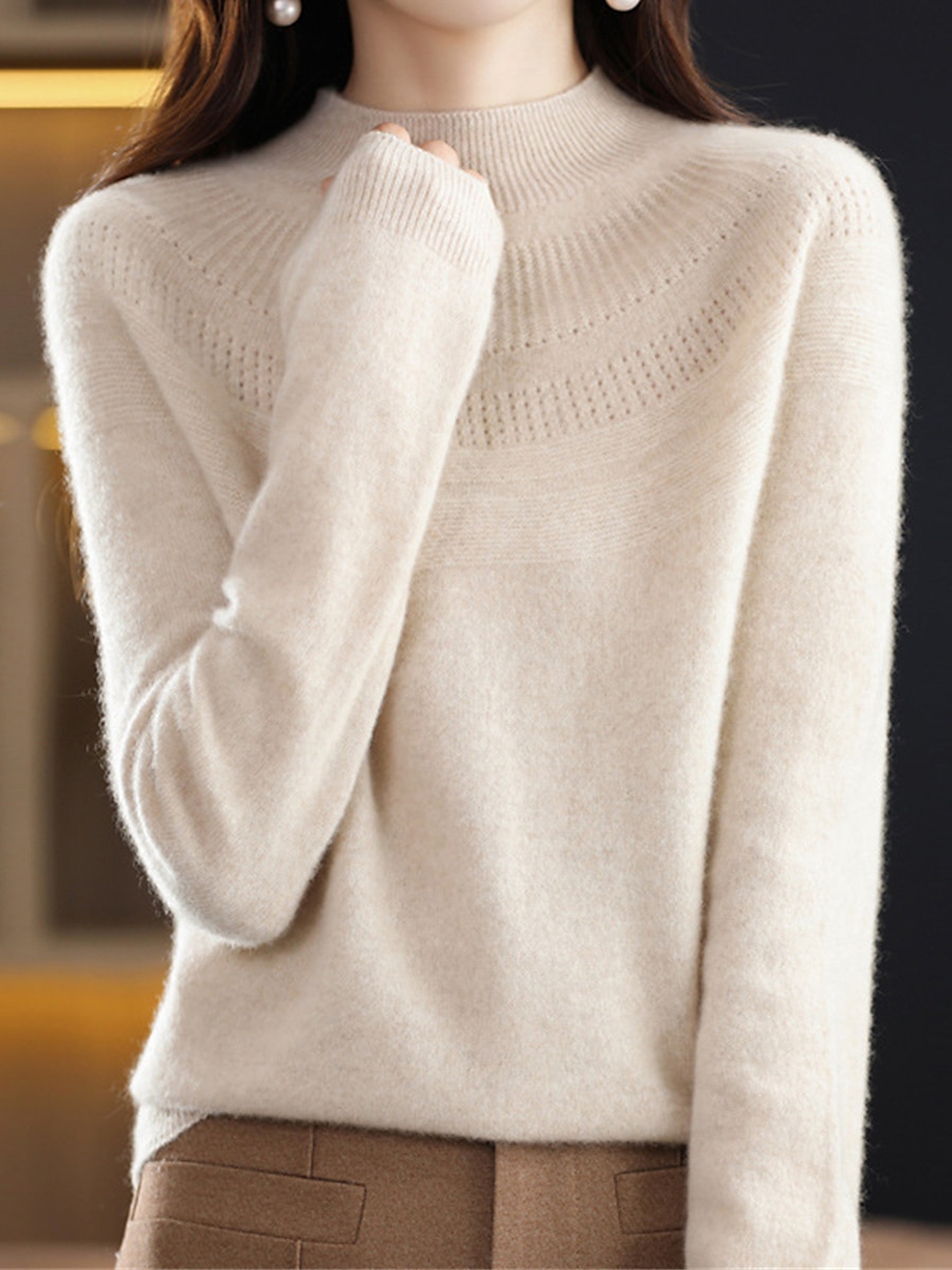 Dame Pullover genser Gatemote Fritid Myk Helfarge Riflet Crew-hals Overstørrelse Langermet Vanlige topper Strikke utendørs Daglig Ferie Magentafarget Sjø blå Høst Vinter 2025 - $54.99 –P2