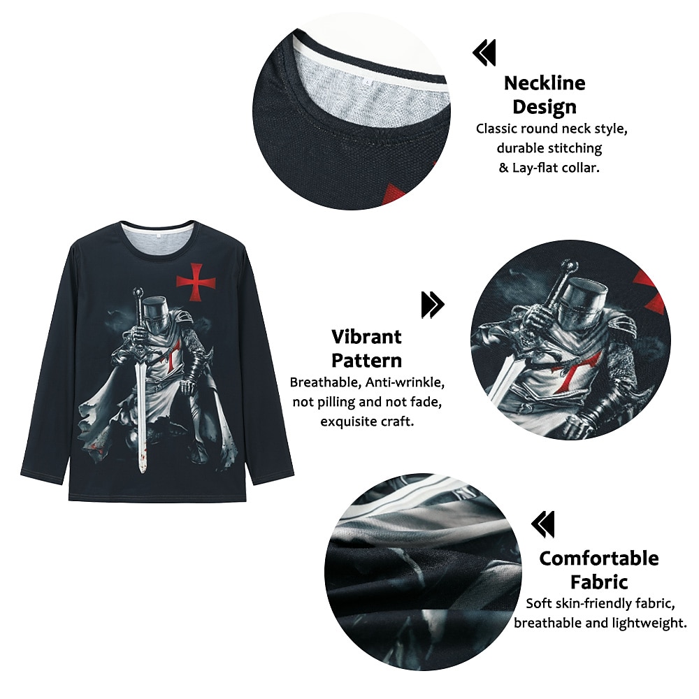 Bărbați Imprimeu Grafic Steagul american Steag Național Tricou tricou învechit Manșon Lung Tricou Tipărire 3D Stil Nautic Cămașă Epocă Sport Designer În aer liber Stradă Casual Kaki + Gri închis 2025 - $19.99 –P1