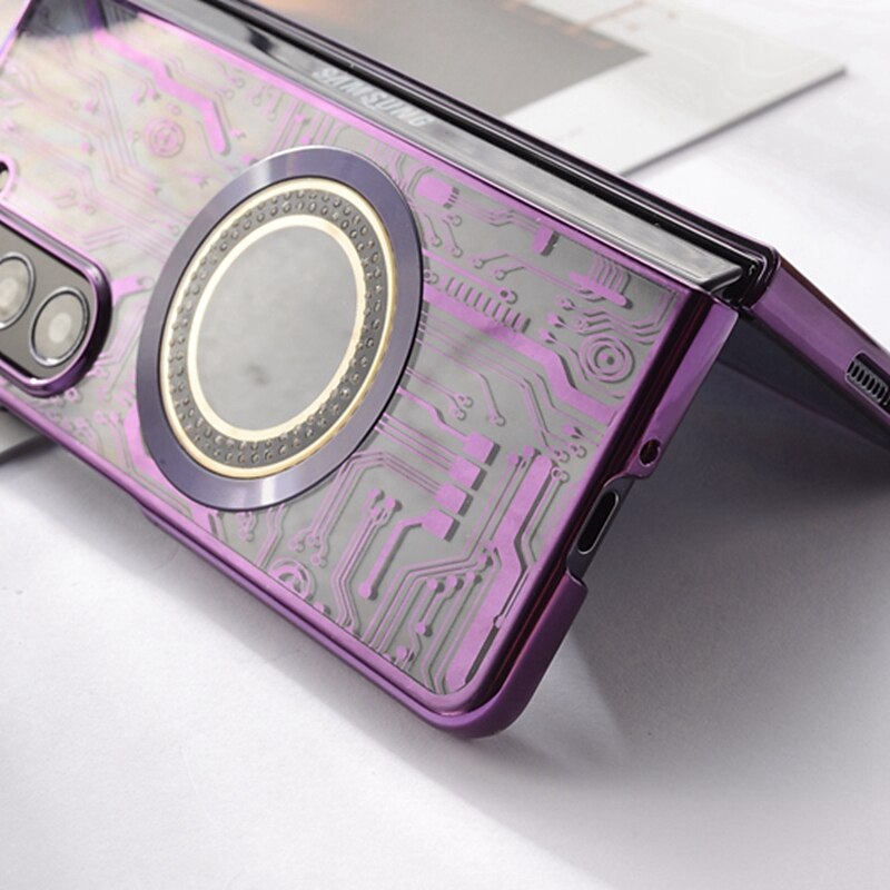 Phone Case For Samsung Galaxy Z Fold 6 Z Fold 5 Z Fold 4 Z Fold 3 Back Cover With Magsafe Support Wireless Charging Shockproof TPU Plating 2025 - $20.99 –P13
