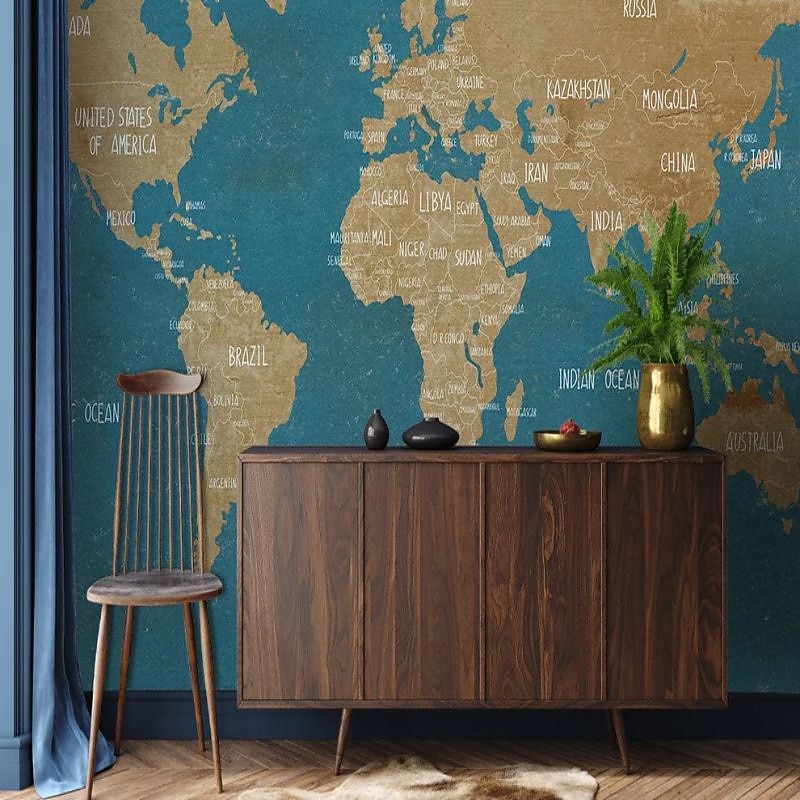 Mapa do mundo papel de parede mural atlas vintage cobertura de parede adesivo peel and stick removível pvc/material de vinil autoadesivo/adesivo necessário decoração de parede para sala de estar de 2026 por $47.99 –P6