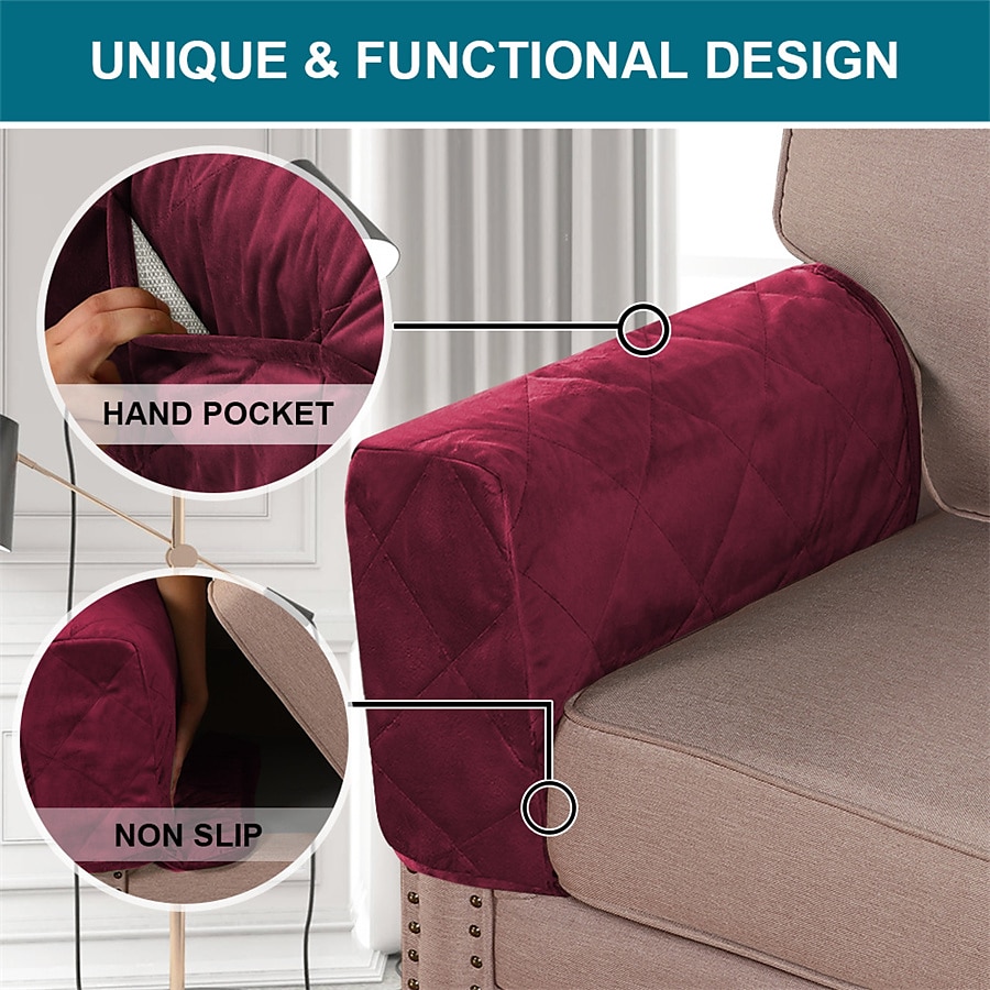 2 peças capas de apoio de braço para cadeiras e sofás capas de braço de sofá para capas de apoio de braço de sofá com bolso lateral protetor de móveis antiderrapante capas de apoio de braço laváveis de 2025 por $39.99 –P5