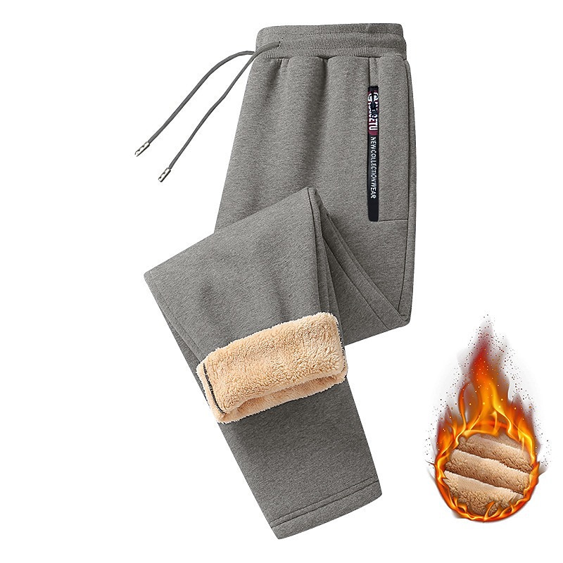 Men's Sherpa Sweatpants Fleece Pants Joggers Winter Pants Drawstring Pocket Elastic Waist Solid Color Warm Casual Daily Running Sports Fashion Black Black Straight Leg Micro-elastic 2025 - $20.99 –P2