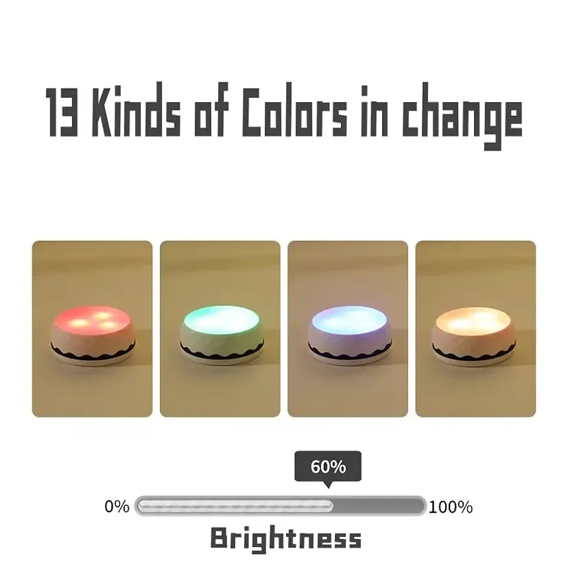 LED Puck Light 3/6pcs Under-Cabinet Light 13 Colors LED Spotlight Infrared RGB Touch Cabinet Ambient Dimming Night Light Pat Hockey Light Timer with Remote Control 2025 - $17.99 –P1