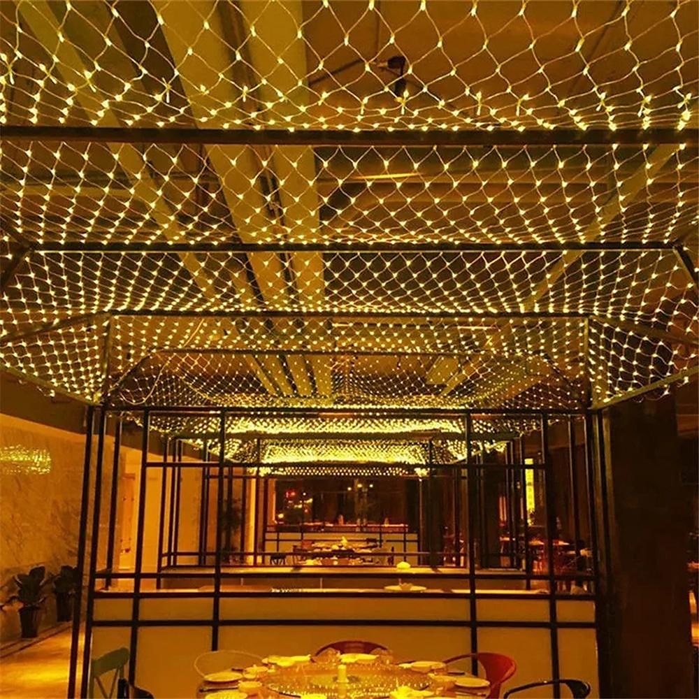 Cadena de luces LED de malla atrapasueños de 1,5 x 1,5 x 3 x 2 pulgadas, cielo estrellado, hierba, luz decorativa navideña, luz de ambiente para acampar al aire libre, fiesta navideña, 1 juego 2025 - $35.99 –P2
