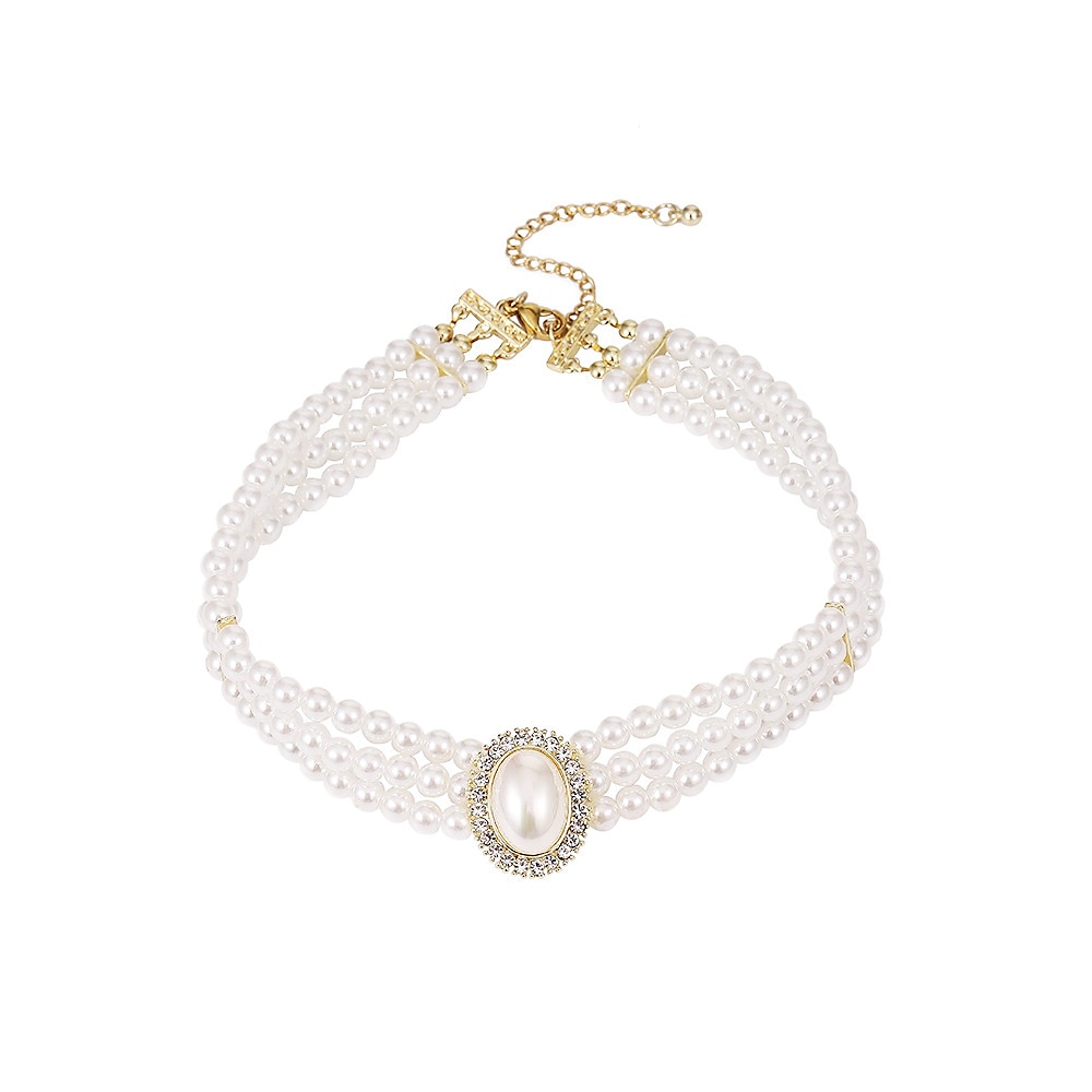 Schmuckset 1 Set Künstliche Perle Strass 1 Halskette Ohrringe Damen Elegant Einfach Layer-Look Schmuck-Set Für Hochzeit Party kleid hochzeitsgast 2025 - $13.99 –P4