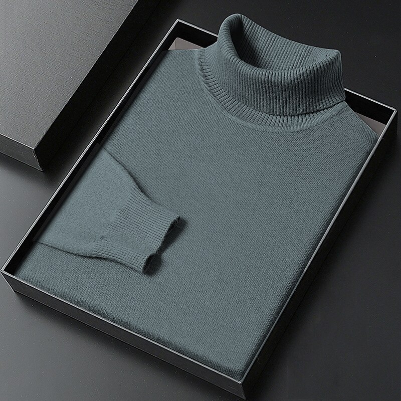 Herre Turtleneck genser Pullover genser Julegenser Riflet Strikke Vanlige topper Strikket عادي Rullekrage Hold Varm Moderne Moderne Dagligdagstøy Ut på byen Klær Høst Vinter Kamel Svart S M L 2025 - $27.99 –P10