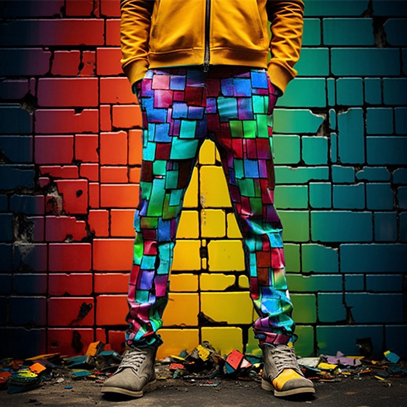 Color Block Colorato Vetro Lavoro Astratto Per uomo Stampa 3D pantaloni della tuta Pantaloni Esterno Da tutti i giorni Abbigliamento di strada Poliestere Grigio scuro Blu Viola S M L Vita normale del 2025 a $29.99 –P3