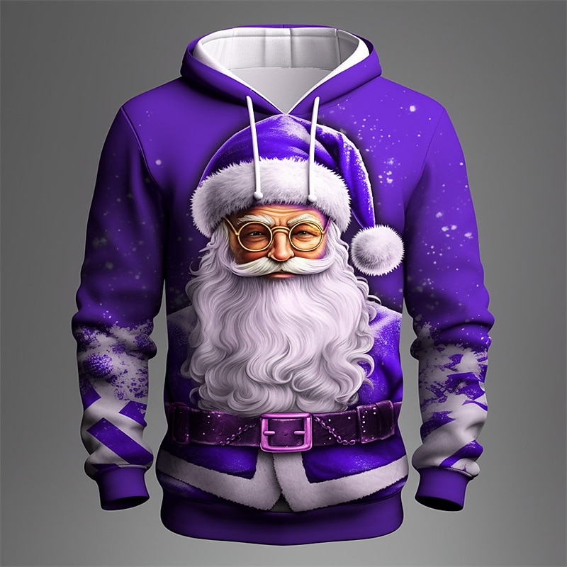 natal masculino papai noel 3d hoodies gráfico papai noel moda 3d impressão esportes ao ar livre feriado hoodies vermelho roxo manga longa com capuz impressão bolso frontal primavera&amp;camisa de de 2025 por $32.99 –P3