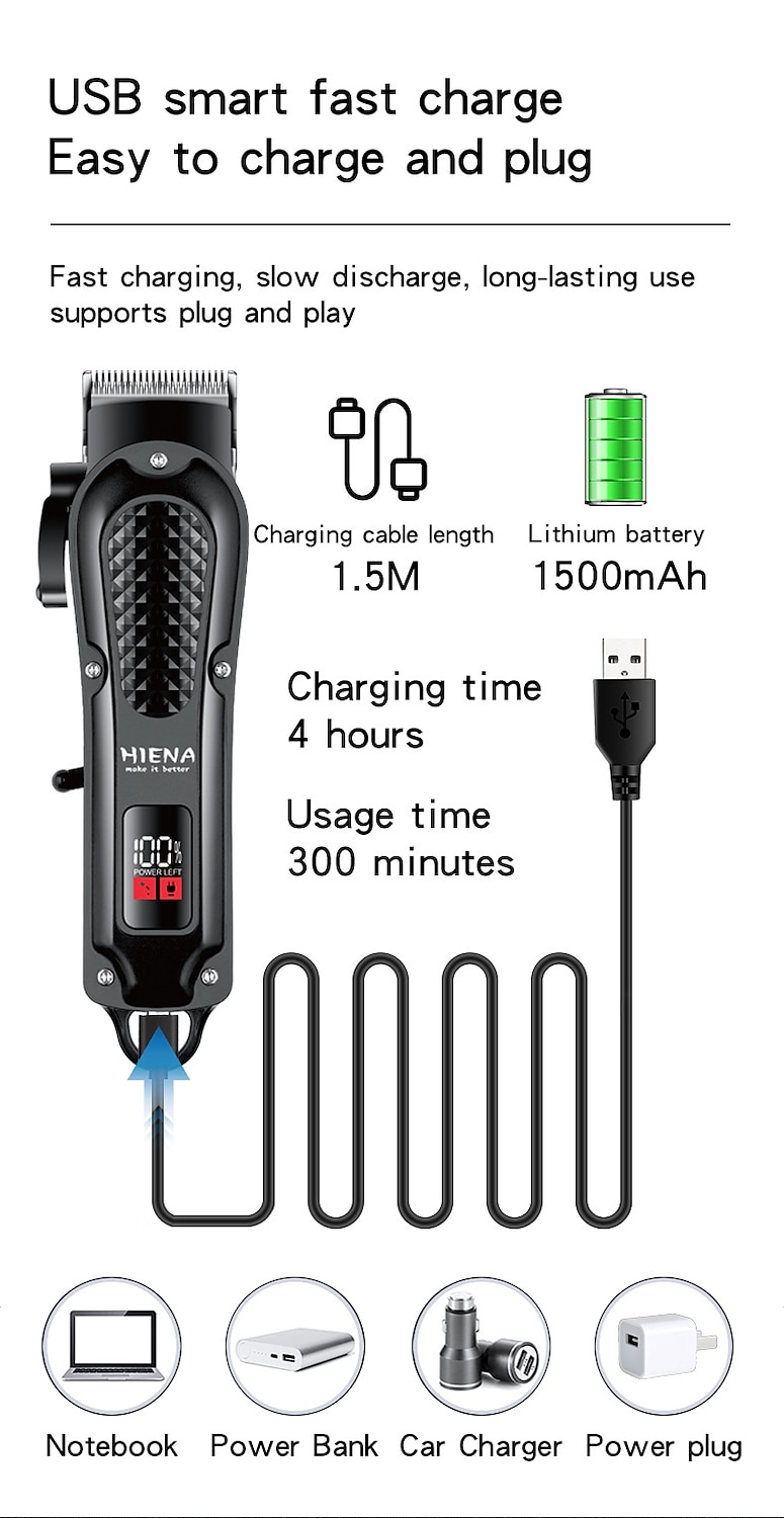 2026年 プロフェッショナルバーバーヘアクリッパー 充電式電動カッティングマシン 髭トリマー シェーバー メンズ用 カッター バレンタインデーギフト  コレクション – $28.99 –P8