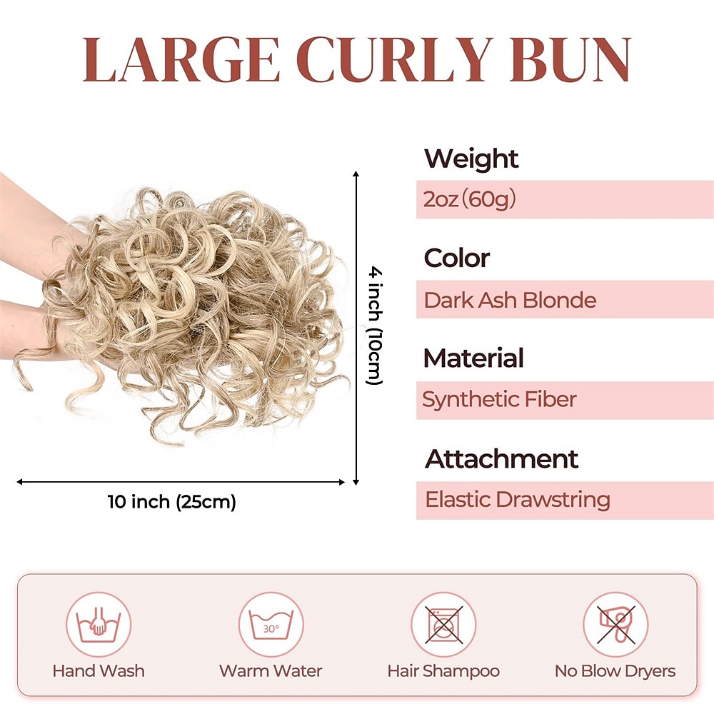 Messy Bun Hair piece for Women Elastic Drawstring Loose Wave Curly Scrunchies Ponytail Extension Synthetic Hair Extensions Hair Bun for Women Daily Use-Light Smoky Brown 2025 - $11.49 –P9