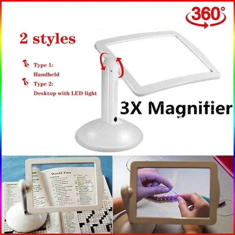 Desktop Magnifying Glass with LED Light Large Screen 360-degree Rotation 3 Times Magnification Reading Newspapers for The Elderly 2025 - $39.99 –P11