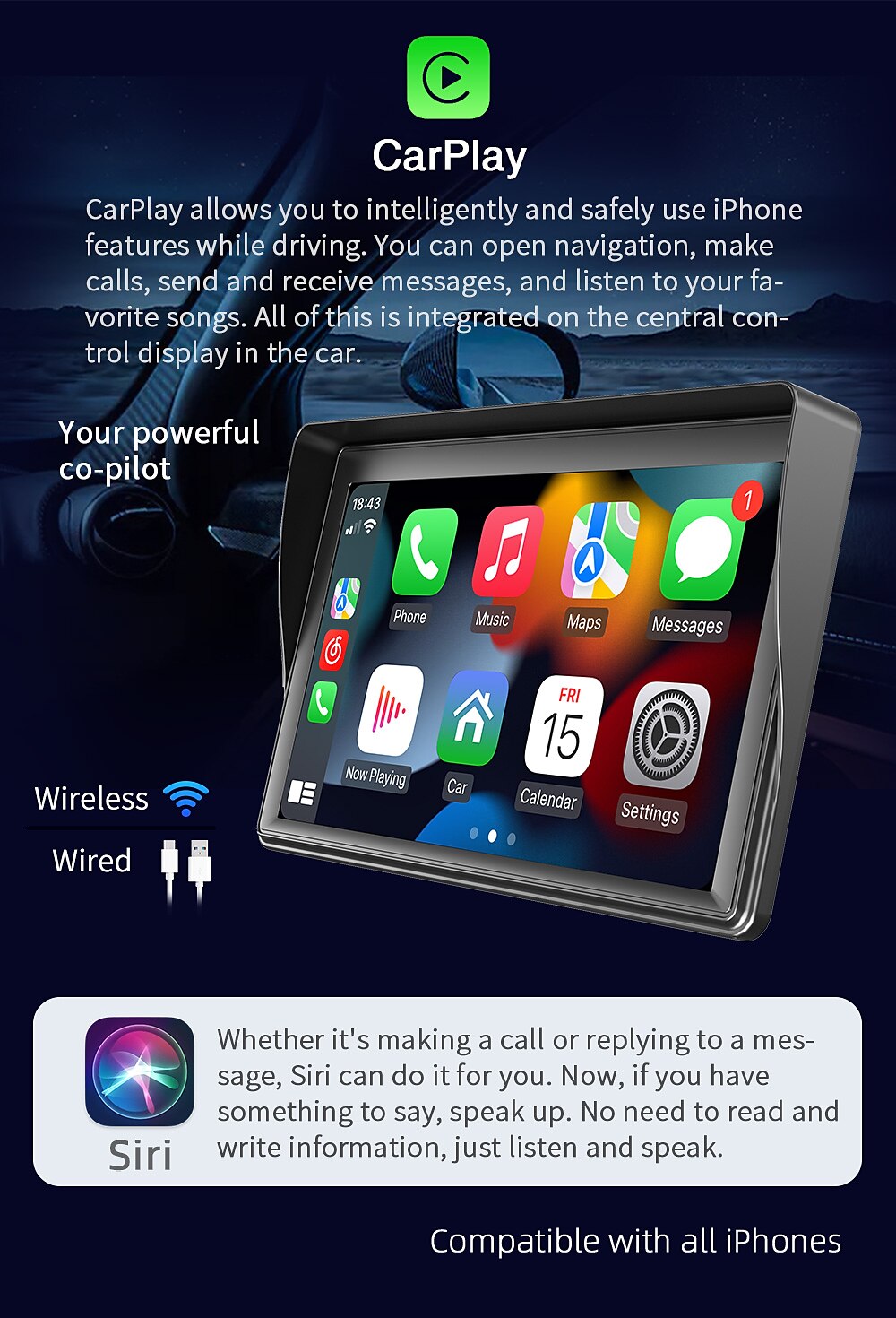 Universal 7-inch Screen Car Radio Multimedia WIFI Video Player Wireless Carplay Screen for Apple or Android 2025 - $131.99 –P3