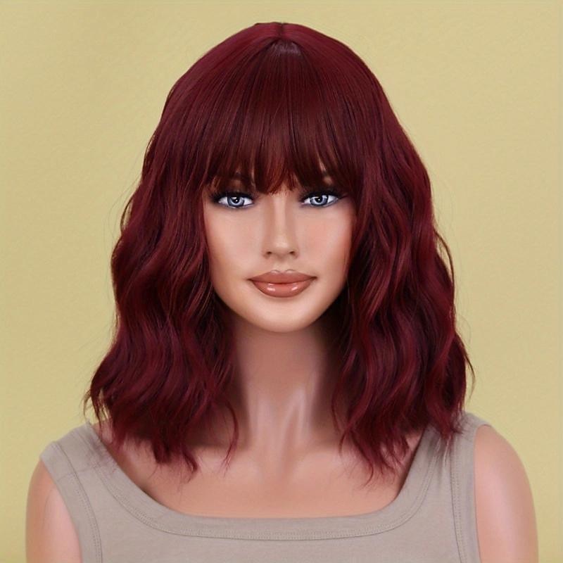 Perruques synthétiques ondulées longueur épaule avec frange pour femmes, à la mode pour un usage quotidien, cosplay de fête de 2025 ? $19.99 –P9