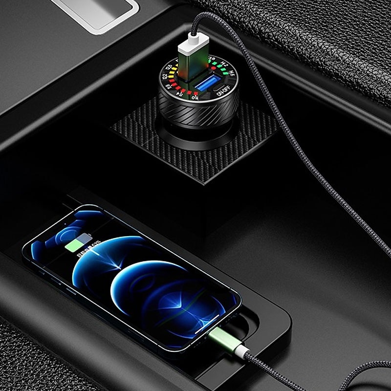 2025年 QC 3.0 デュアル USB 車の充電器、電圧計表示電源アダプタ、携帯電話用シガー ライター ソケット付き  コレクション – $28.99 –P9