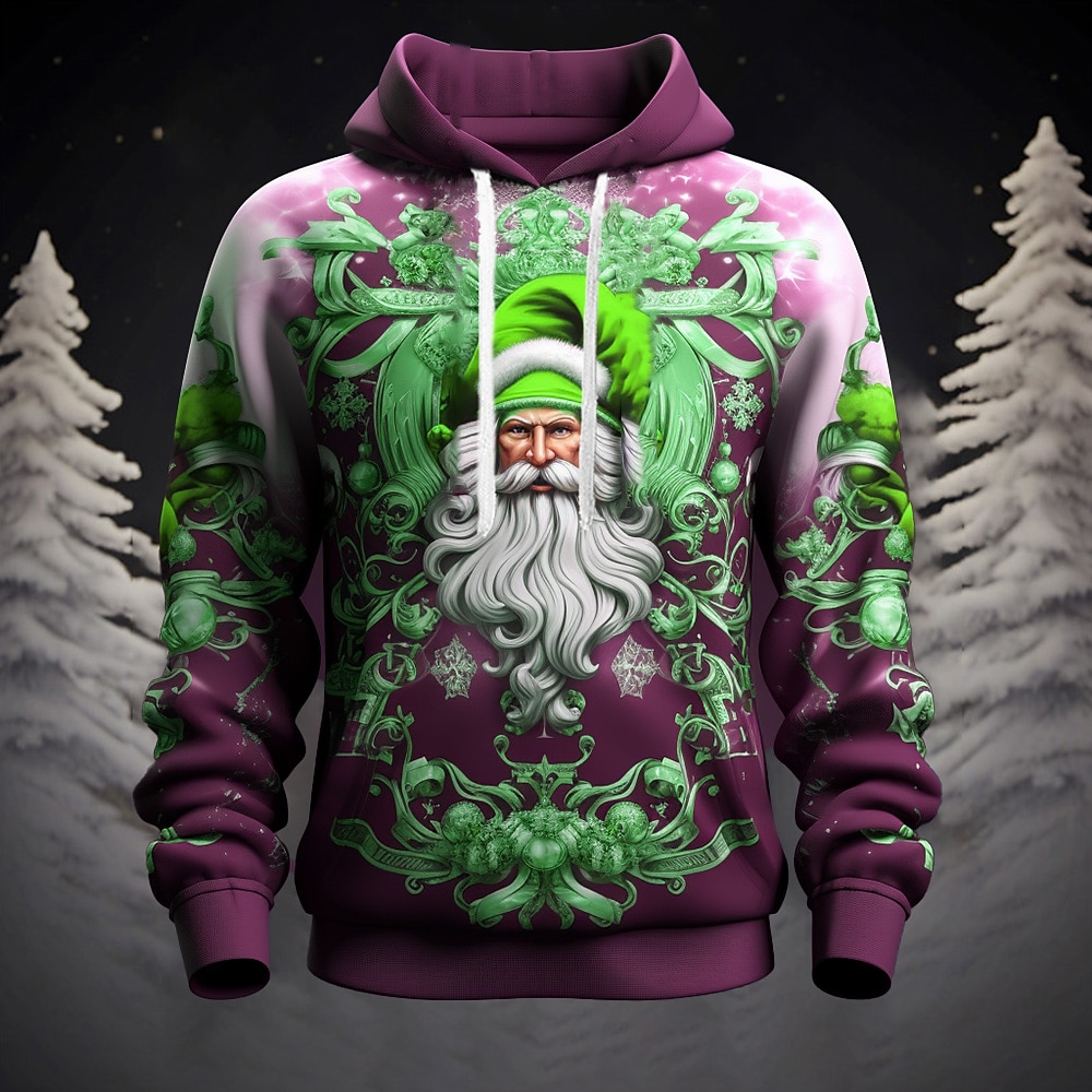 Sweat à capuche 3D Père Noël pour homme, motif graphique, mode Père Noël, impression 3D, sport, extérieur, vacances, jaune foncé, rouge, manches longues, capuche, poche avant, printemps&amp;chemise de 2025 ? $32.99 –P6