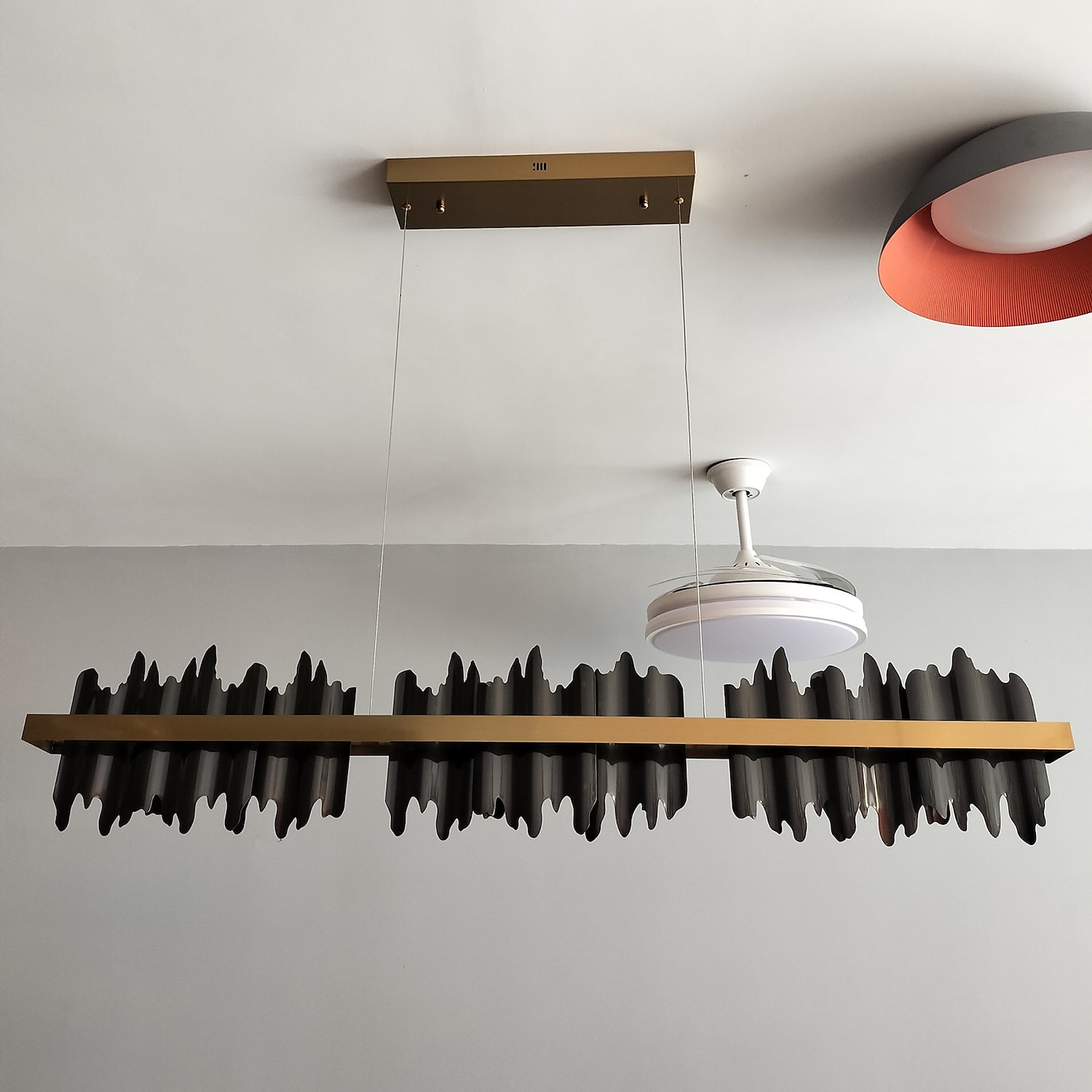 Kristallen kroonluchter luxe 120 cm liner ontwerp kroonluchter mooi grijs sprankelend kristal blad moderne kroonluchter voor keukeneiland woonkamer eetkamer slaapkamer verlichting 110-240v 2025 - $963.09 –P2