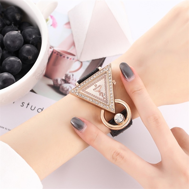 5pcs/set Women's Watch Luxury Triangle Pointer Quartz Watch Shiny Rhinestone Analog Wrist Watch & Jewelry Set, Gift For Mom Her 2025 - $24.99 –P6
