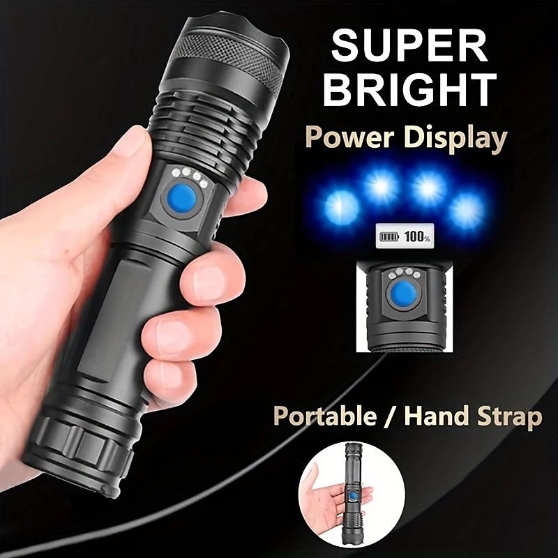 Linterna led xhp100 de alta potencia, recargable, 4 núcleos, zoom, usb, para acampar al aire libre/uso de emergencia, 1 ud. 2025 - $22.99 –P6