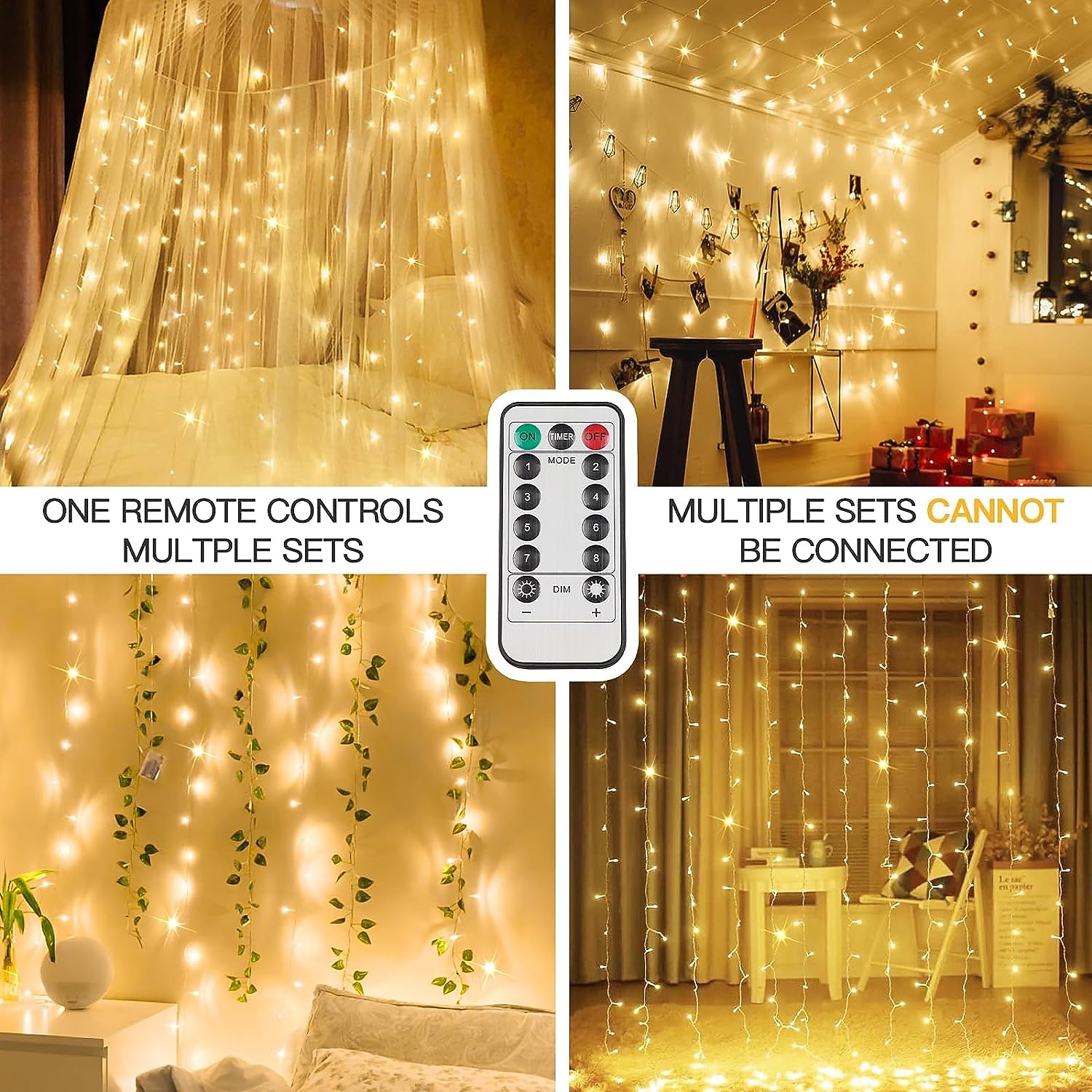 2025年 300 LED 9.8x9.8フィートリモコンクリスマスカーテンライトUSBプラグイン妖精カーテンライト屋外窓壁掛けカーテンストリングライト寝室の背景ウェディングパーティー屋内装飾ウォームホワイト コレクション – $29.99 –P8