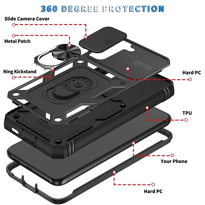 Capinha para Samsung Galaxy S23 S22 Plus Ultra S21 Ultra A14 A54 A52 S25 Ultra Capa Traseira com Suporte Anel Protetor de Lente de Câmera PC de 2025 por $13.99 –P3