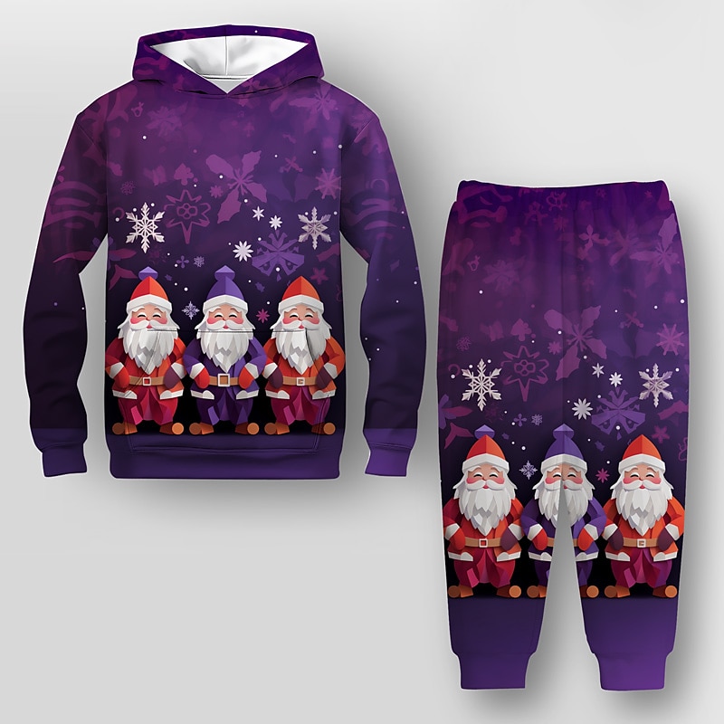 Weihnachten Jungen 3D Weihnachtsmann Weihnachtssets Set aus Kapuzenpullover und Jogginghose Set Langarm 3d Drucken Herbst Winter Aktiv Modisch Cool Polyester kinderkleidung 3-12 Jahre Outdoor Strasse 2025 - $21.99 –P8