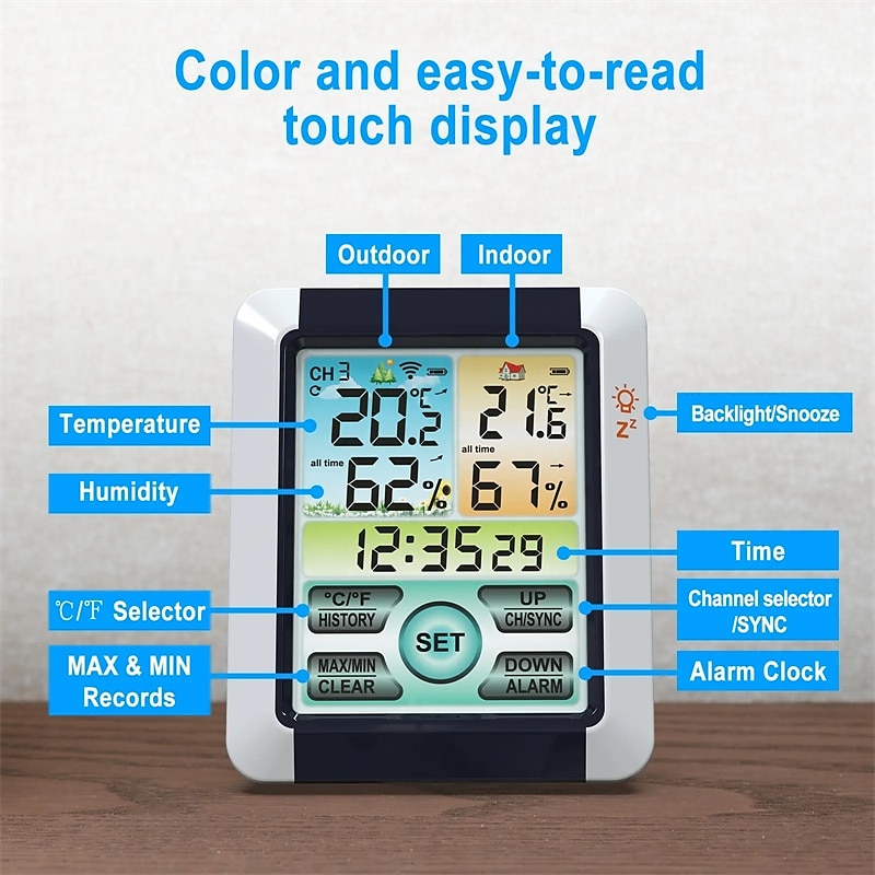 Indoor Outdoor Thermometer Wireless Digital Hygrometer Thermostat Temperature & Humidity Monitor with Touchscreen LCD Backlight 2025 - $32.99 –P6