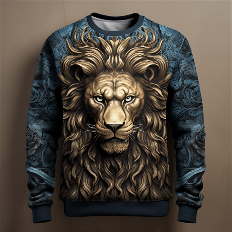 Pánské Grafika Zvíře Lev Mikiny Svetrová mikina Dlouhý rukáv Mikina Tričkový Módní Denní Na běžné nošení 3D tisk Dovolená Jdeme ven Streetwear Tisk Jaro & podzim 2025 - $29.99 –P1