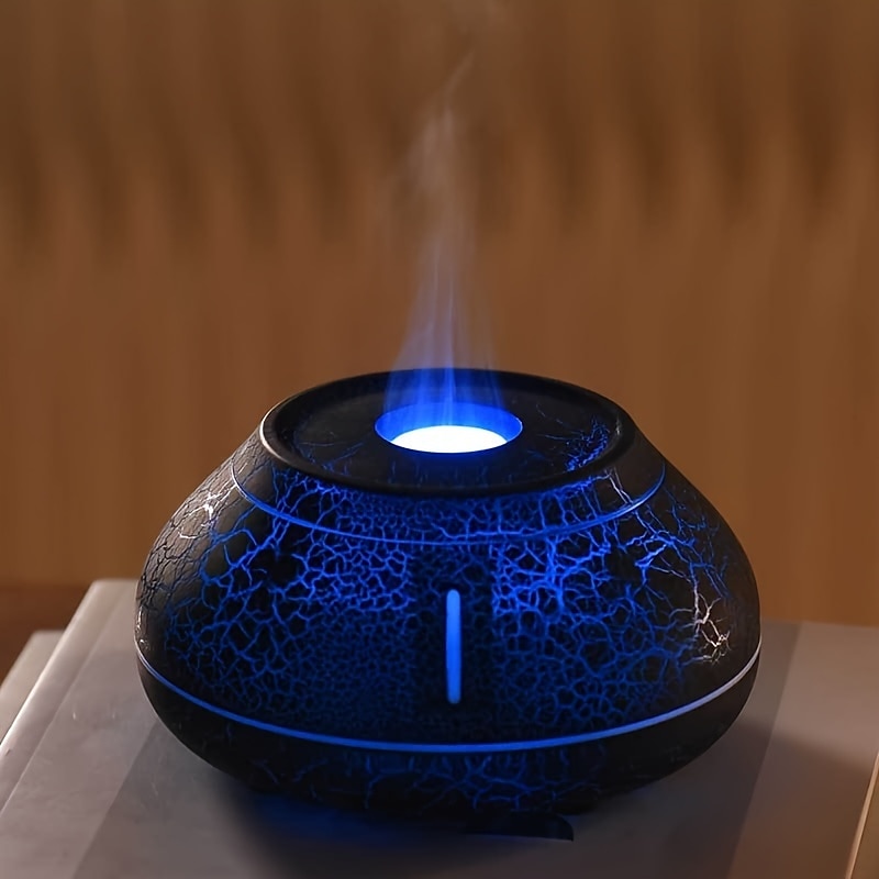 crackle paint flame arom diffuser simulering flame luftfuktare cool mist luftfuktare tyst ultraljud luftfuktare för sovrum hem skola studenthem söta estetiska grejer heminredning rumsdekor 2025 - $38.99 –P3