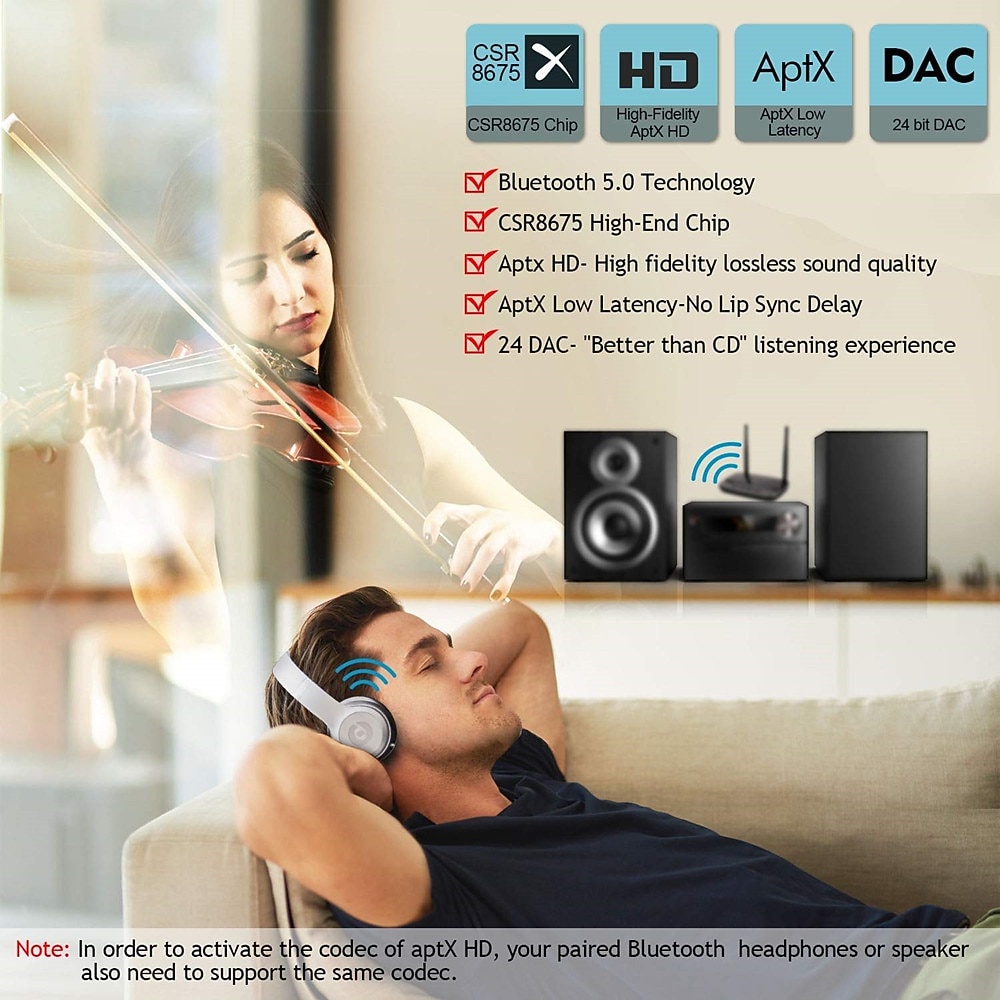 2026年 NFC 262フィート/80メートル長距離Bluetooth 5.0トランスミッターレシーバー3 in1音楽オーディオアダプター低遅延aptx hd spdif rca aux 3.5ミリメートルテレビ  コレクション – $78.99 –P3