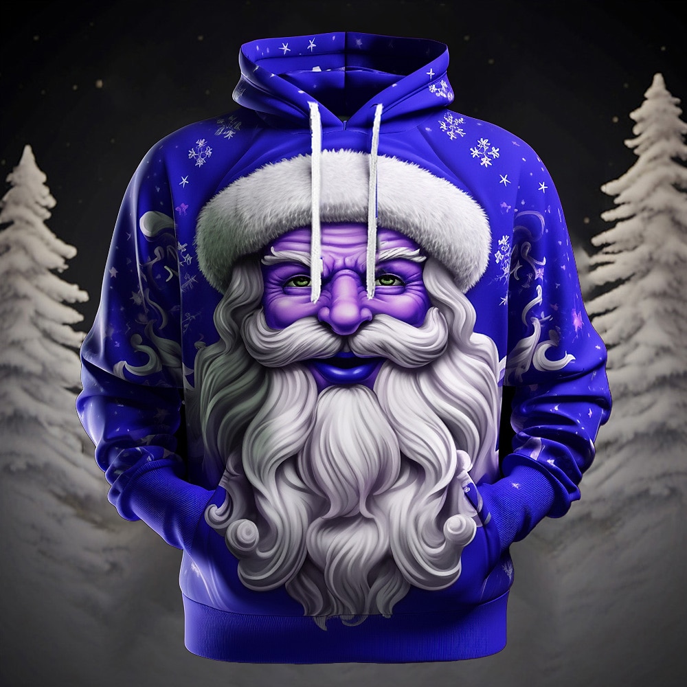 Sweat à capuche 3D Père Noël pour homme, motif graphique, mode Père Noël, impression 3D, sport, extérieur, vacances, jaune foncé, rouge, manches longues, capuche, poche avant, printemps&amp;chemise de 2025 ? $32.99 –P12
