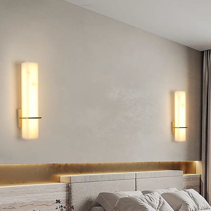 Modern Marble Wall Sconce Long Linear Gold Brass Wall Lamp Bedside Wall Light Bathroom Vanity Light Fixture Bar Hardwired Wall Mount Lighting for Living Room Dinning Room Hallway 110-240V 2025 - $346.09 –P9