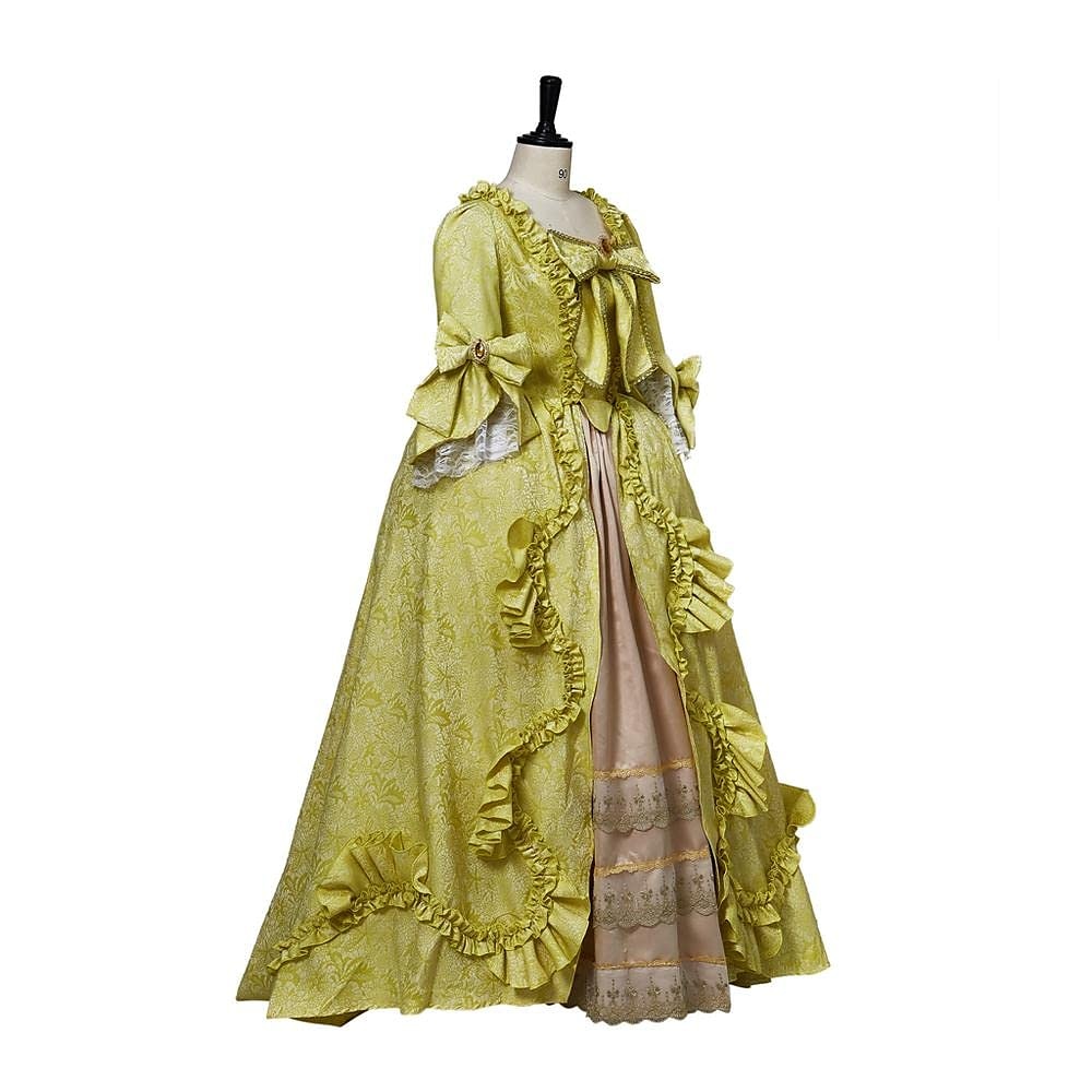 set med rokoko balklänning klänning blond barock peruk underkjol båge kjol krinolin 3 st kläder retro vintage viktoriansk renässans prinsessa kolonial balklänning dam cosplay kostym fest 2025 - $205.89 –P7