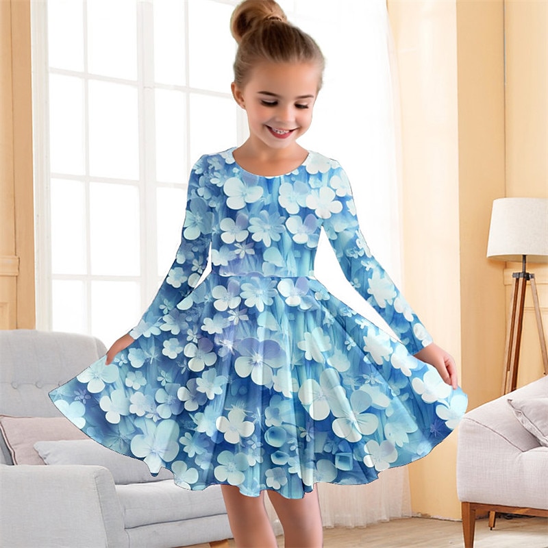 Mädchen Blumen Kleid Set 2-teilig - Mit Strickjacke Langarm - Frühling & Herbst Outfit Für Baby & Kleinkind