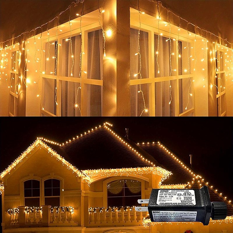1 confezione di luci natalizie a forma di ghiacciolo, 96 led 4 m 8 modalità e timer, bianco caldo, bianco freddo, multicolore, luci a stringa esterne collegabili impermeabili per vacanze, matrimoni, del 2025 a $18.99 –P12