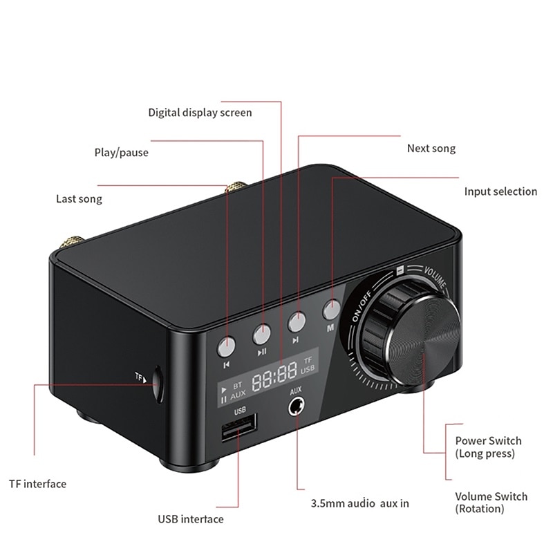 Bluetooth Digital Mini Amplifier 50WX2 Power Amplifier Board Bluetooth-compatible TPA3116 Receiver Stereo 12V Home Car Audio Amp USB U-disK TF Music Card Player 2025 - $41.99 –P6