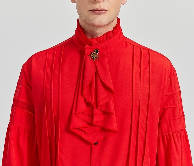 Retro Vintage Punk e gótico Medieval Blusa / Camisa Baile de Máscara Vampiros Cavalheiro Outlander Com Babados Cor Sólida Fantasia Homens Pirata Fantasia Real Carnaval Baile de Máscaras Espetáculo de 2026 por $35.99 –P5