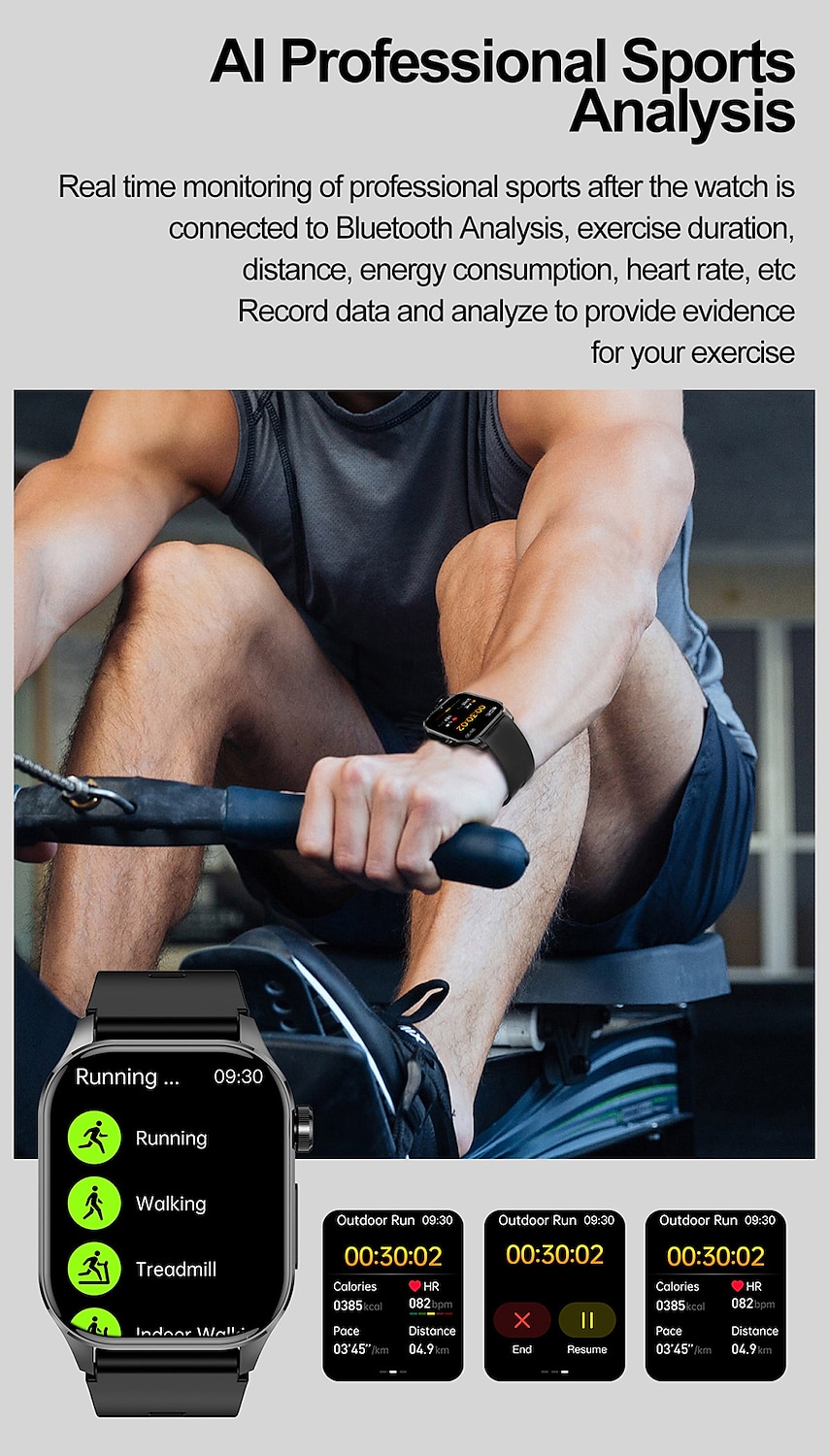 iMosi et580 Smart Watch 2.04 inch Smartwatch Fitness Running Watch Bluetooth ECG+PPG Pedometer Call Reminder Compatible with Android iOS Women Men Long Standby Waterproof Media Control IP68 38mm 2025 - $76.99 –P17