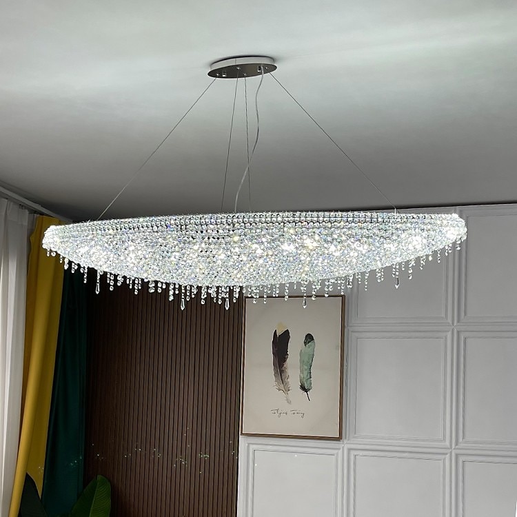 lysekrone led krystall 80 cm /8 lys flush mount lys spiraltrapp lang lysekrone villa trapp lys duplex lysekrone 110-240v 2025 - $1513.49 –P1