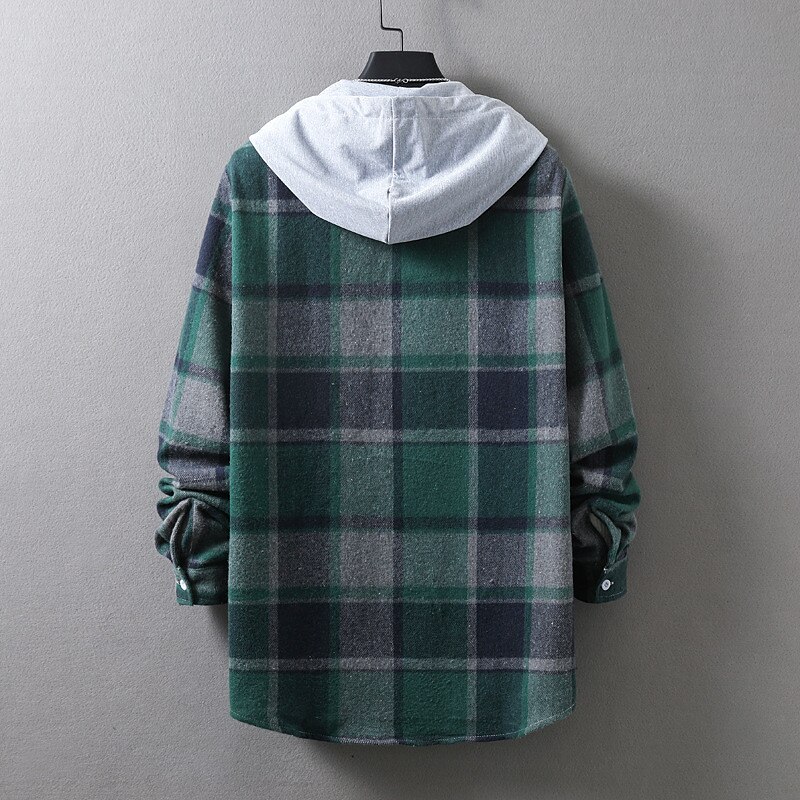 Men's Shirt Casual Shirt Plaid Shirt Button Up Shirt Overshirt Plaid / Check Outdoor Daily Wear Yellow Blue Orange Green Long Sleeve Hooded Fall & Winter Clothing Apparel Front Pocket 2025 - $35.99 –P4