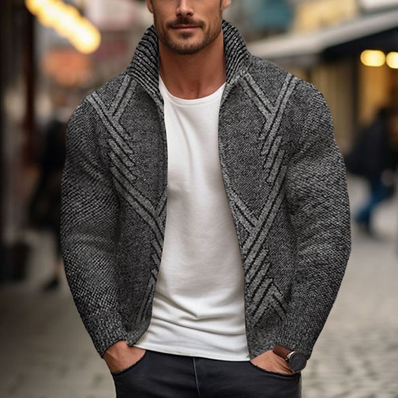 Homme Pull Chandail Gilet Cardigan Pull Zippé Pull Veste A côtes Tricoter Découpé Tricoté Géométrique Mao Guêtres Moderne contemporain Usage quotidien Sortie Vêtement Tenue Hiver bleu marine Gris de 2025 ? $23.99 –P11