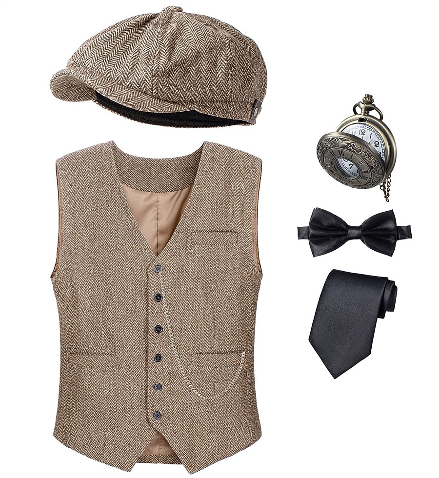 Années Folles Années 1920 Rétro Vintage Tenues Veste Gatsby le Magnifique Gentleman Déguisement Homme Halloween Carnaval Nouvel An Carnaval Fête / Soirée Mascarade Adulte Cravate Gilet Plus de 2026 ? $51.99 –P17