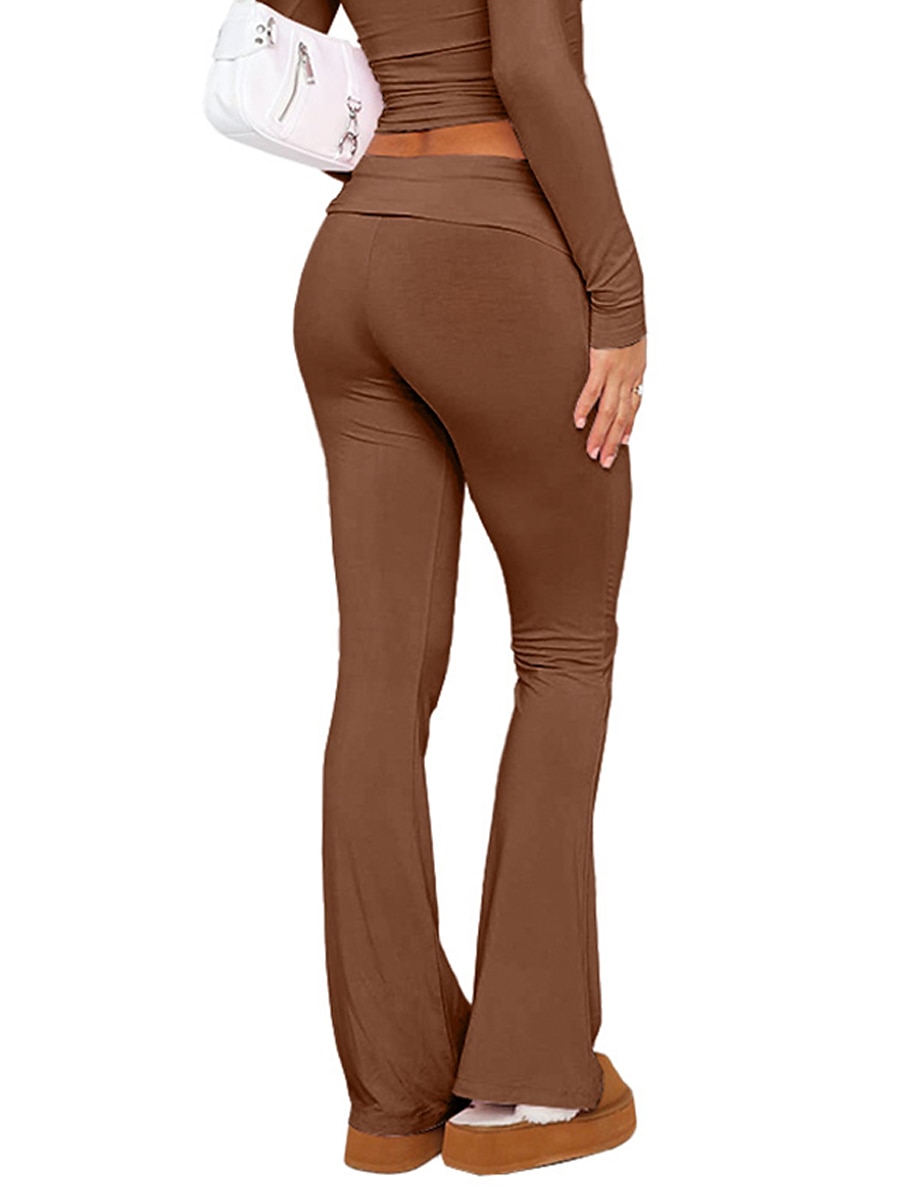Pentru femei Clopot de jos Pantaloni Activ Modă Șic Stradă Lungime totală Talie Joasă Simplu Respirabilitate Απαλό Comfortabil Micro-elastic În aer liber Stradă Zilnic Gri Deschis Gri Închis Roz 2025 - $13.99 –P18