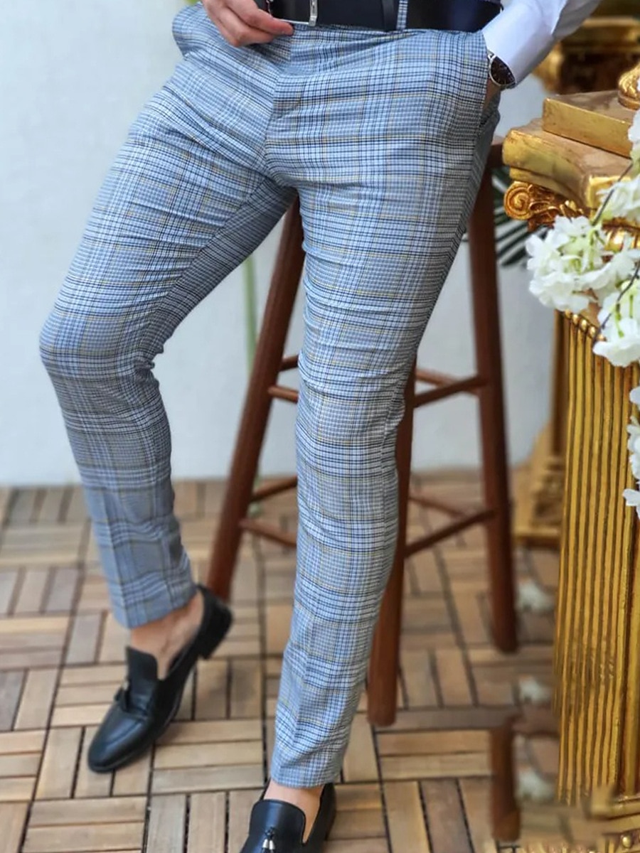 Férfi Nadrág Pamutszövet nadrág Chino nadrág Ceruzanadrág Kockás nadrág Kockás Ránctalanító Üzleti Irodai zsúr Klasszikus Laza elegáns 1 3 2025 - $25.99 –P3
