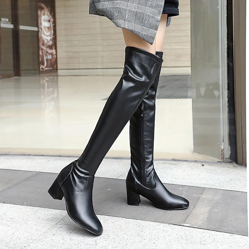Women's White Over-the-Knee Boots with Zipper, Modern Chic Style for Fall and Winter Casual Outings 2025 - $59.99 –P6