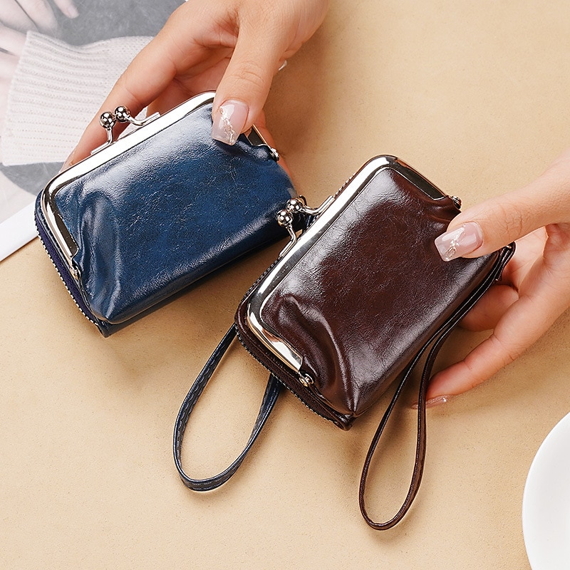 2023 Women New Retro Genuine Leather Rivet Short Wallet Zipper Coin Card Holder Female Coin Clutch Wallets Purse Money Bag 2025 - $14.99 –P4