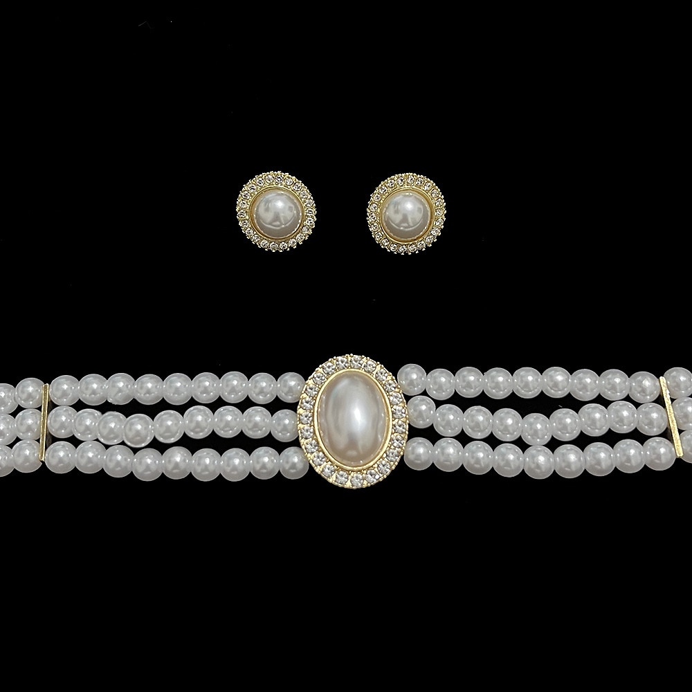 Schmuckset 1 Set Künstliche Perle Strass 1 Halskette Ohrringe Damen Elegant Einfach Layer-Look Schmuck-Set Für Hochzeit Party kleid hochzeitsgast 2025 - $13.99 –P3