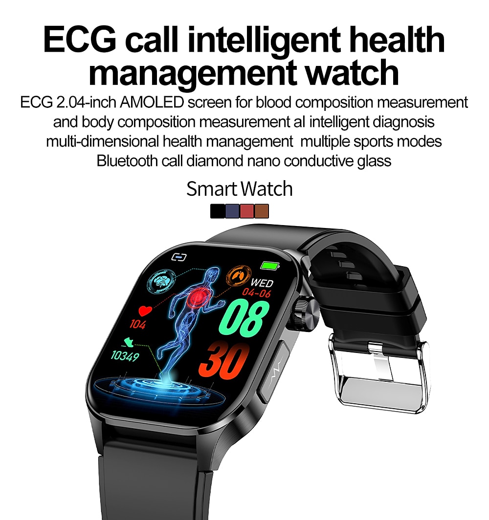 iMosi et580 Smart Watch 2.04 inch Smartwatch Fitness Running Watch Bluetooth ECG+PPG Pedometer Call Reminder Compatible with Android iOS Women Men Long Standby Waterproof Media Control IP68 38mm 2025 - $76.99 –P1