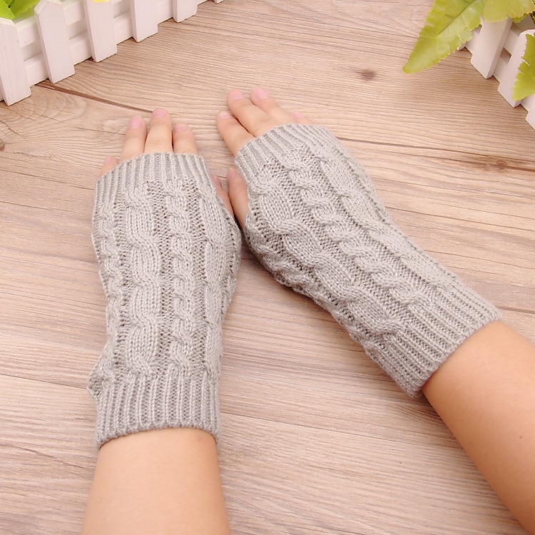 Monochrome Knitted Gloves Short Half Finger Warm Gloves Elastic Fingerless Touch Screen Fall Winter Gloves 2025 - $4.99 –P5