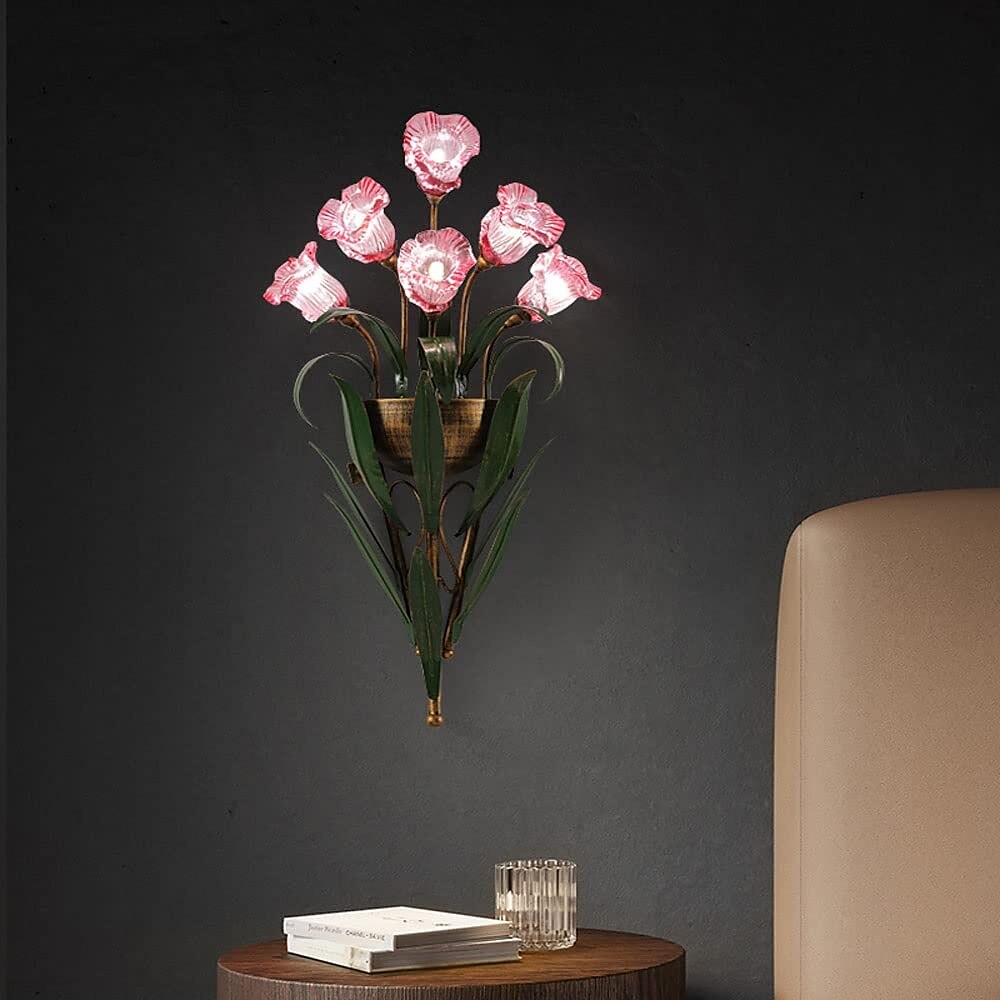 arandelas de parede design de flores g4 * 6 luminária de cabeceira led com iluminação de vaidade de vidro de metal lâmpadas de parede de metal para corredor de quarto 110-240v de 2025 por $365.09 –P7